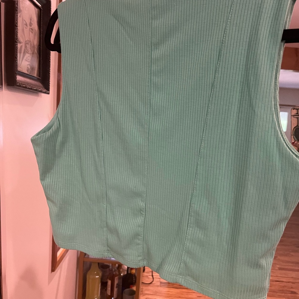 AFRM Green Ribbed Fitted Tank Top - Picture 4 of 4